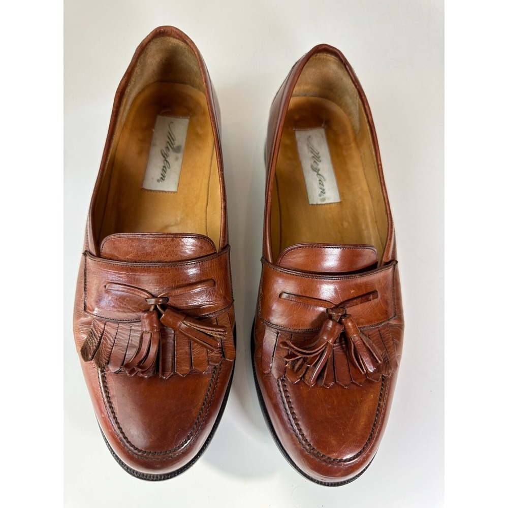 Mezlan Santander Cognac Brown Tassel Loafers Made in Spain Men's Shoes Size 9 W - Picture 12 of 13